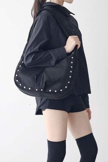 Firming Stud Suede Shoulder Bag